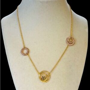 New Auth. Tory Burch Miller Rings Necklace in gold and pink with Tag